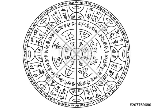 500x354 Magic Circle With Mystic Symbols Illustration Fantasy Circle Sign