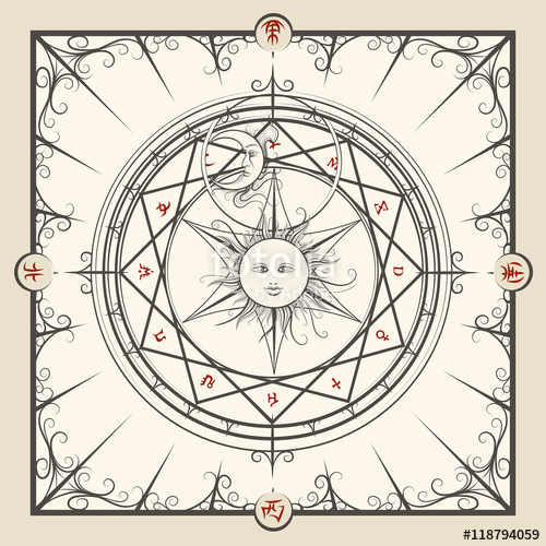 500x500 Alchemy Magic Circle Mystic Occult Hermetic Circle Vector