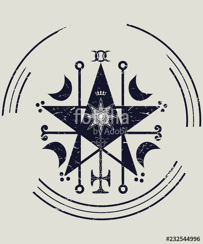 417x500 Ceremonial Magic Sigil With A Satanic Pentagram Vector