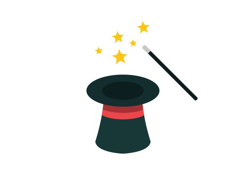 800x566 Magic Hat And Wand Flat Vector Icon In Magic Hat