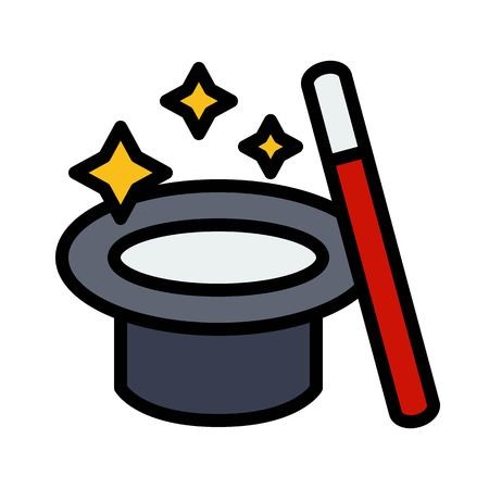 450x450 Magic Hat Vector, Magic Related Filled Design Editable Stroke Icon
