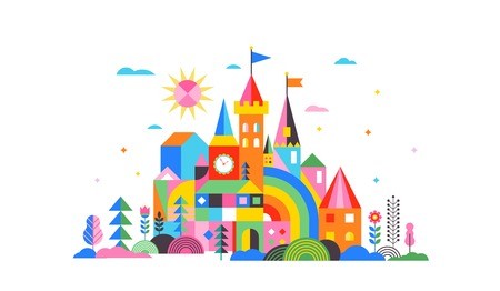Geometric Fairy Tale Kingdom, Knight And Princess Magic Castle 450x262 Geometric Fairy Tale Kingdom, Knight And Princess Magic Castle