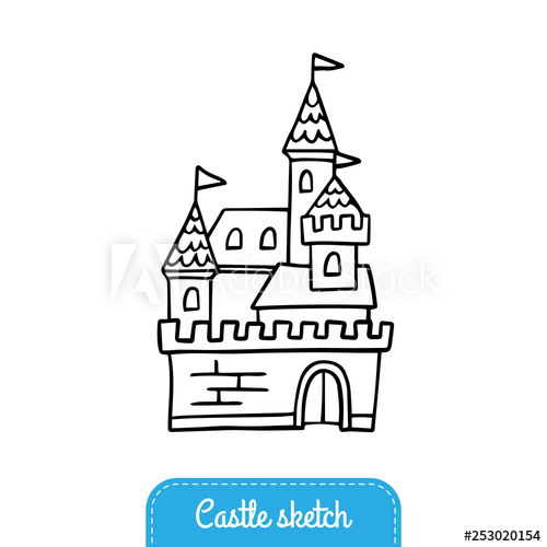 Black And White Fairy Tale Castle For Magic Kingdom Doodle Vector 500x500 Black And White Fairy Tale Castle For Magic Kingdom Doodle Vector