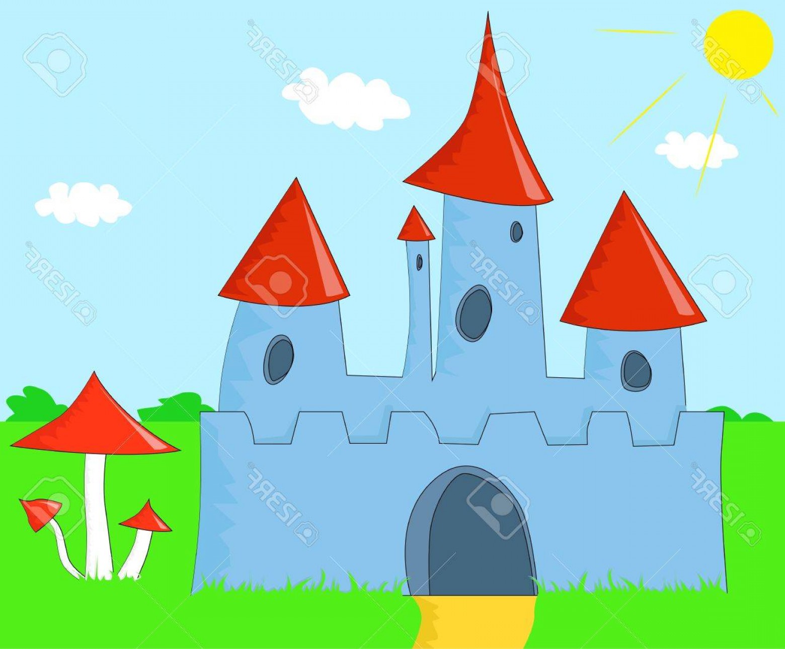Photocartoon Landscape With A Magic Castle Vector Illustration 1560x1290 Photocartoon Landscape With A Magic Castle Vector Illustration