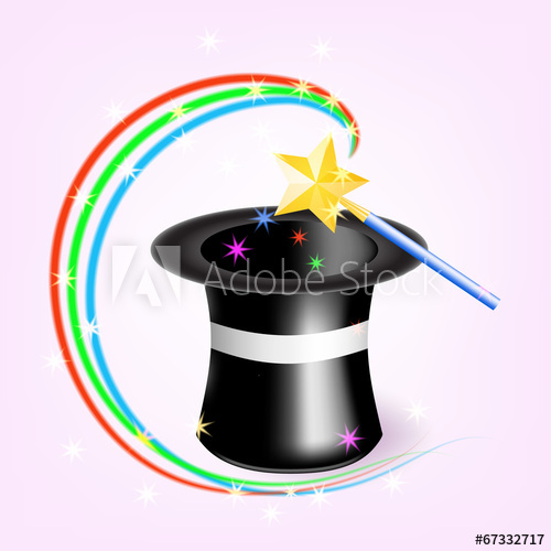 500x500 Magic Hat With Magic Wand Vector Illustration