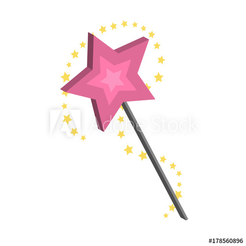 500x500 Magic Wand Vector Illustration Cartoon Spatial Star Magical Wand