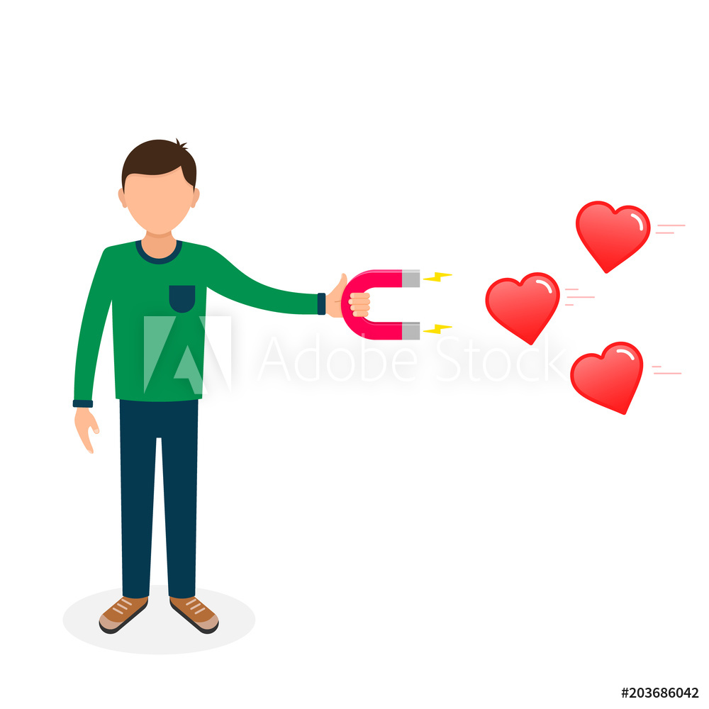 1000x1000 Photo Art Print Man Attracting The Heart With A Magnet Vector