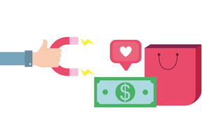 300x200 Social Network And Online Shopping Magnet Vector Illustration