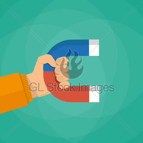 500x500 Human Hand With Magnet Vector Illustration In Flat Style Gl