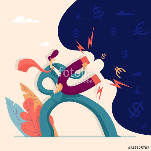 500x500 Businessman Attracts Money With A Magnet Attraction Money