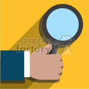 300x300 Hand Holding A Magnifying Glass Flat Design Vector Art On Yellow