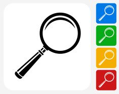 235x185 Magnifying Glass Icon Flat Graphic Design Vector Art Illustration
