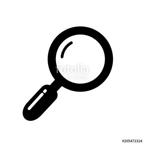 500x500 Black Magnifying Glass Icon, Vector Illustration Design Stock