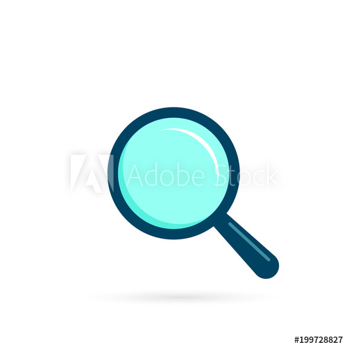 500x500 Magnifying Glass Icon, Vector Magnifier Or Loupe Flat Color Sign