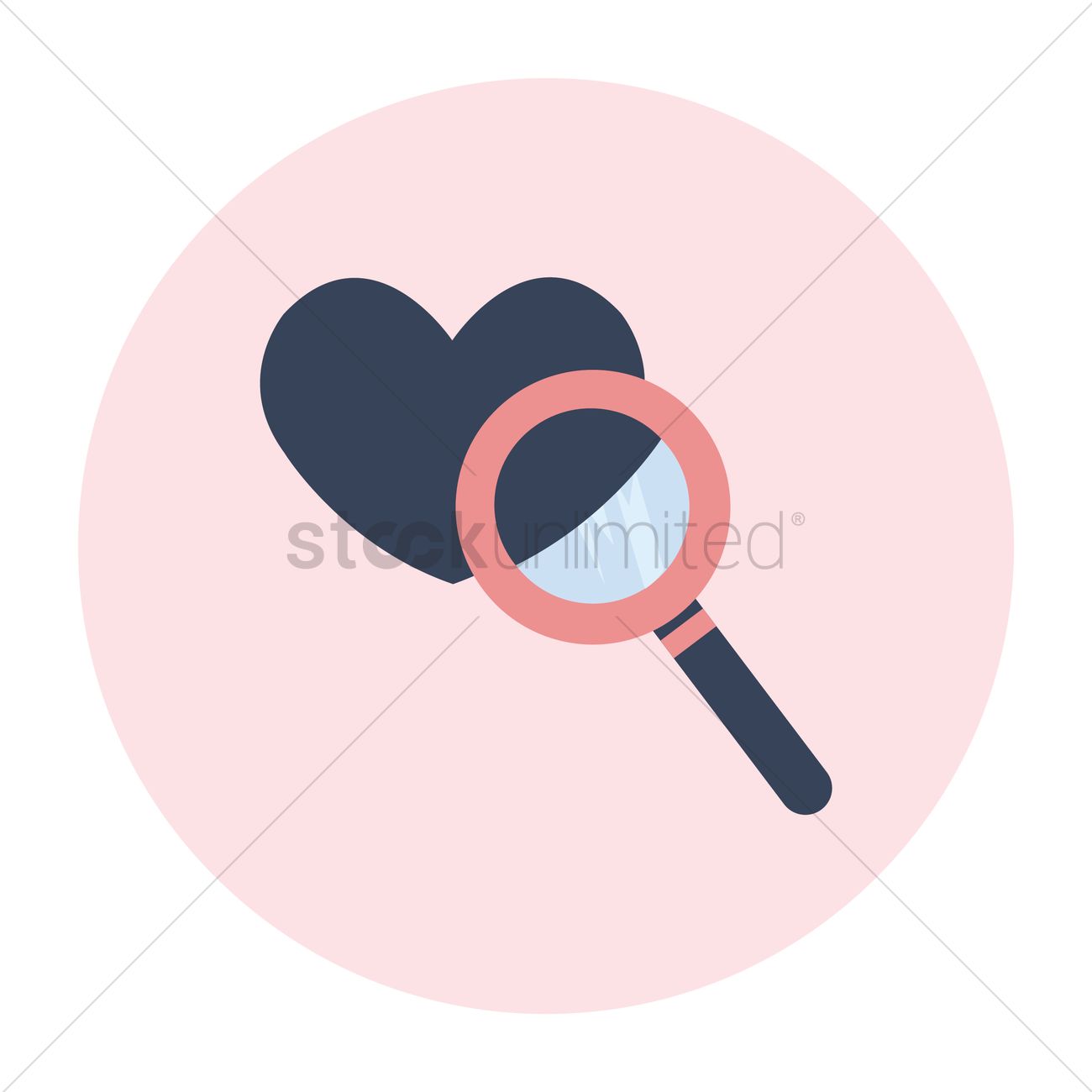 1300x1300 Free Heart With A Magnifying Glass Vector Image