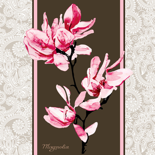 500x500 Set Of Magnolia Invitations Cover Vector Graphic Free Vector