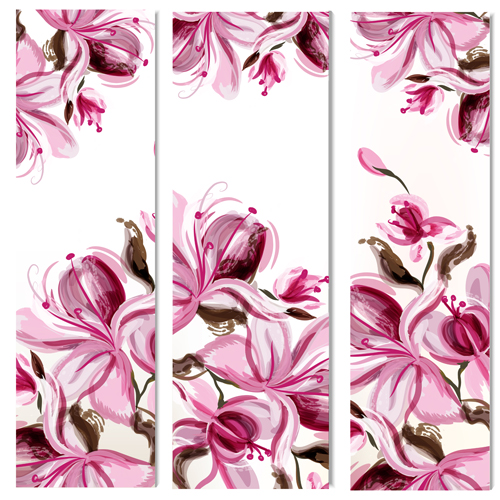 500x500 Watercolor Magnolia Flowers Painted Banners Vector Free Download