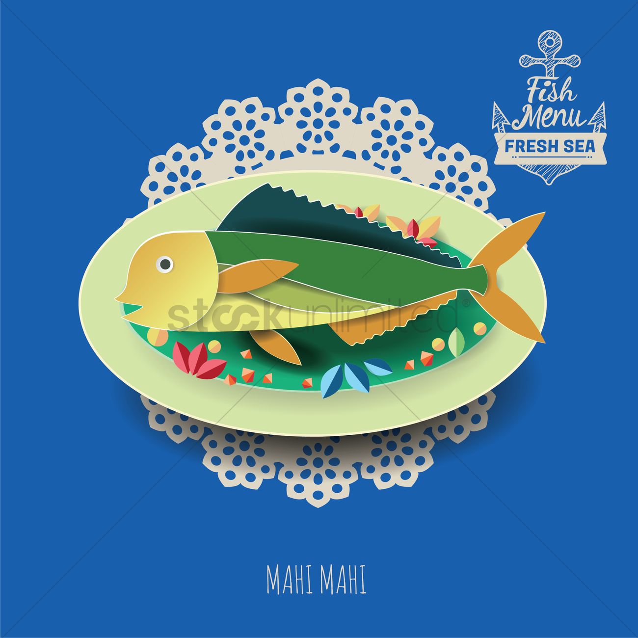 Mahi Mahi Fish Dish Vector Image 1300x1300 Mahi Mahi Fish Dish Vector Image