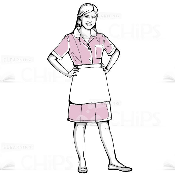 600x600 Hand Drawn Maid Vector Character