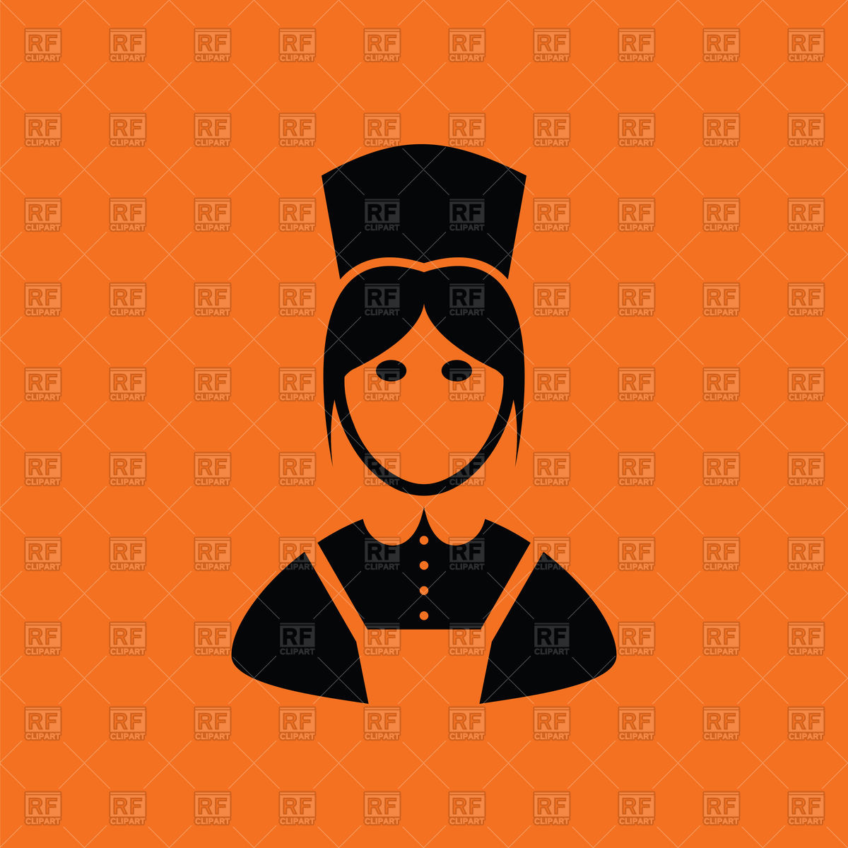 1200x1200 Hotel Maid Icon On Orange Background Vector Image Of People