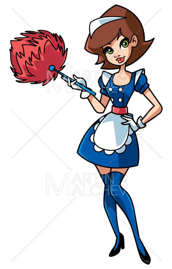 570x891 Maid Vector Cartoon Illustration Maid Woman Job Costume Etsy