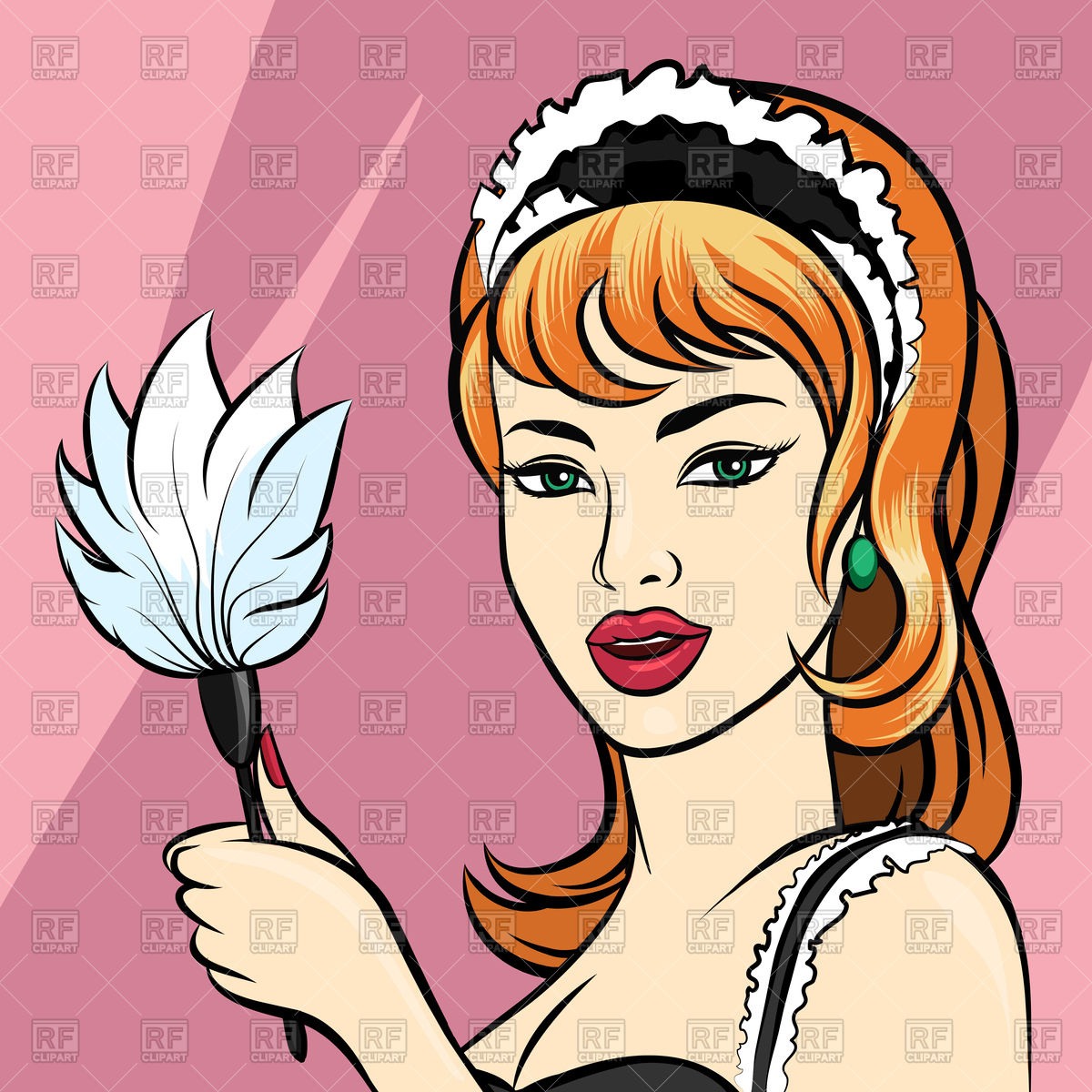 1200x1200 Sexy Woman In French Maid Clothes With Duster Vector Image