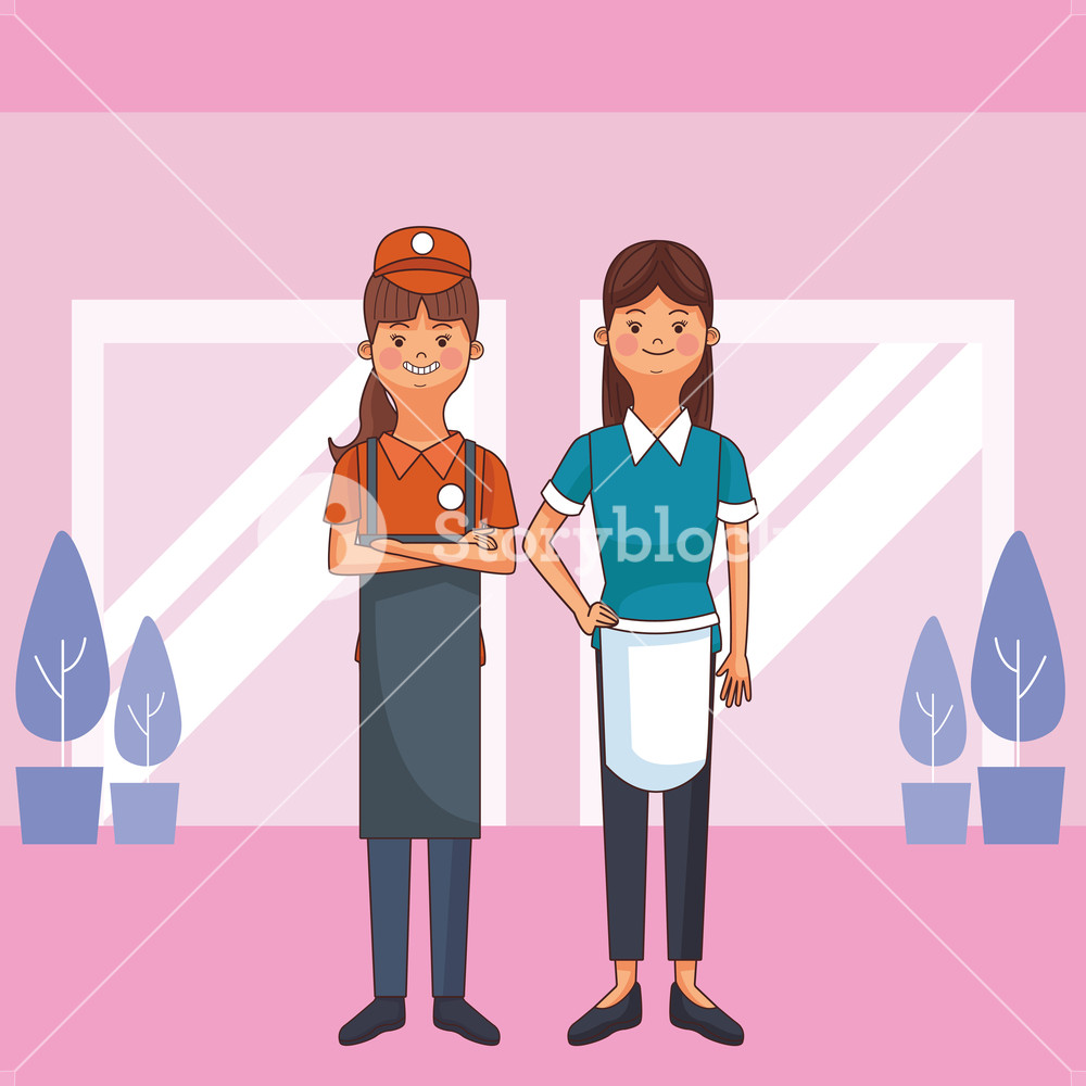 1000x1000 Women Profession And Occupation Avatars Seller Maid Vector