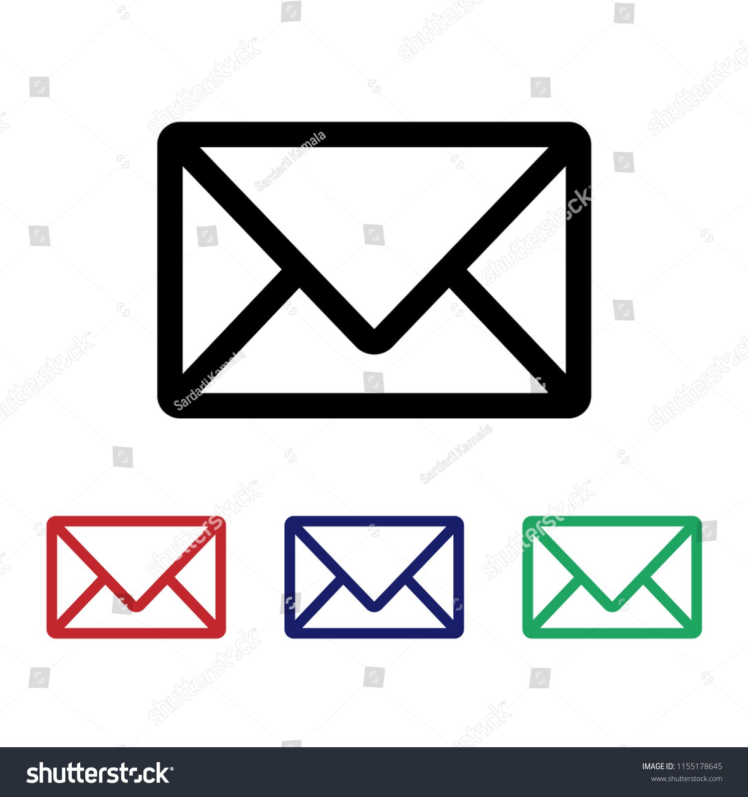 1500x1600 Envelope Vector Icon, Mail Sign, Message Symbol, Flat Mail Set