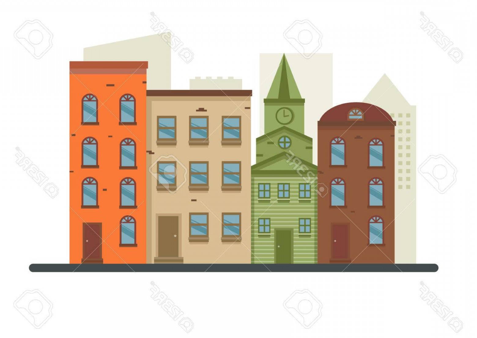 1560x1104 Photostock Vector Lovely Detailed Vector Old Town Village Main