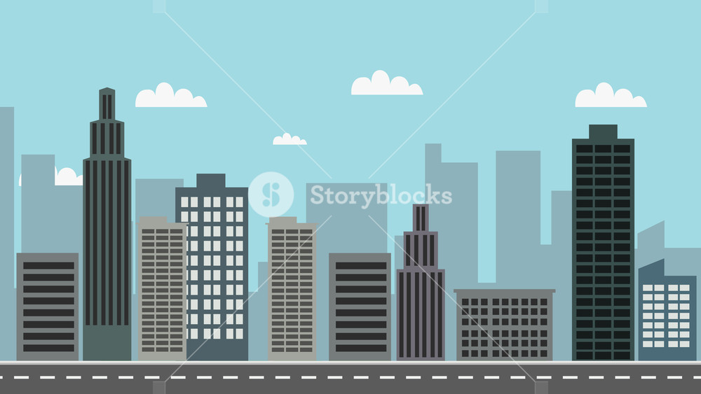 1000x563 Cityscape With Sky Background Vector Illustration Town Design