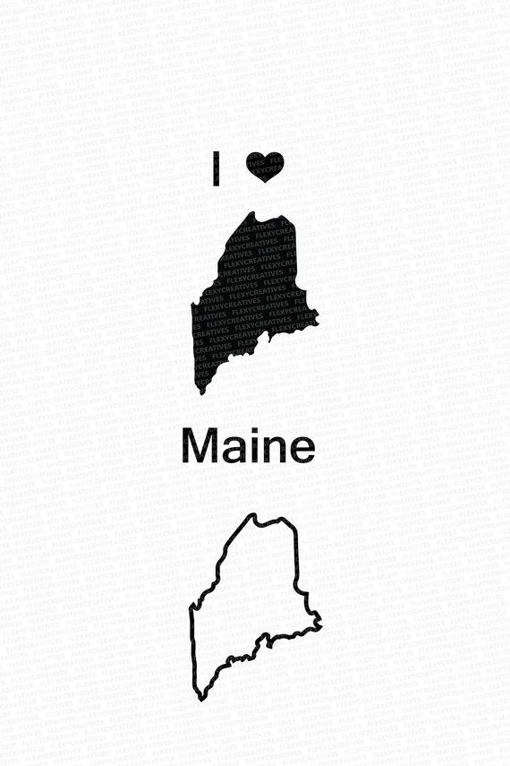 570x855 Maine Vector State Clipart Maine Clip Art Maine Map Clip Etsy