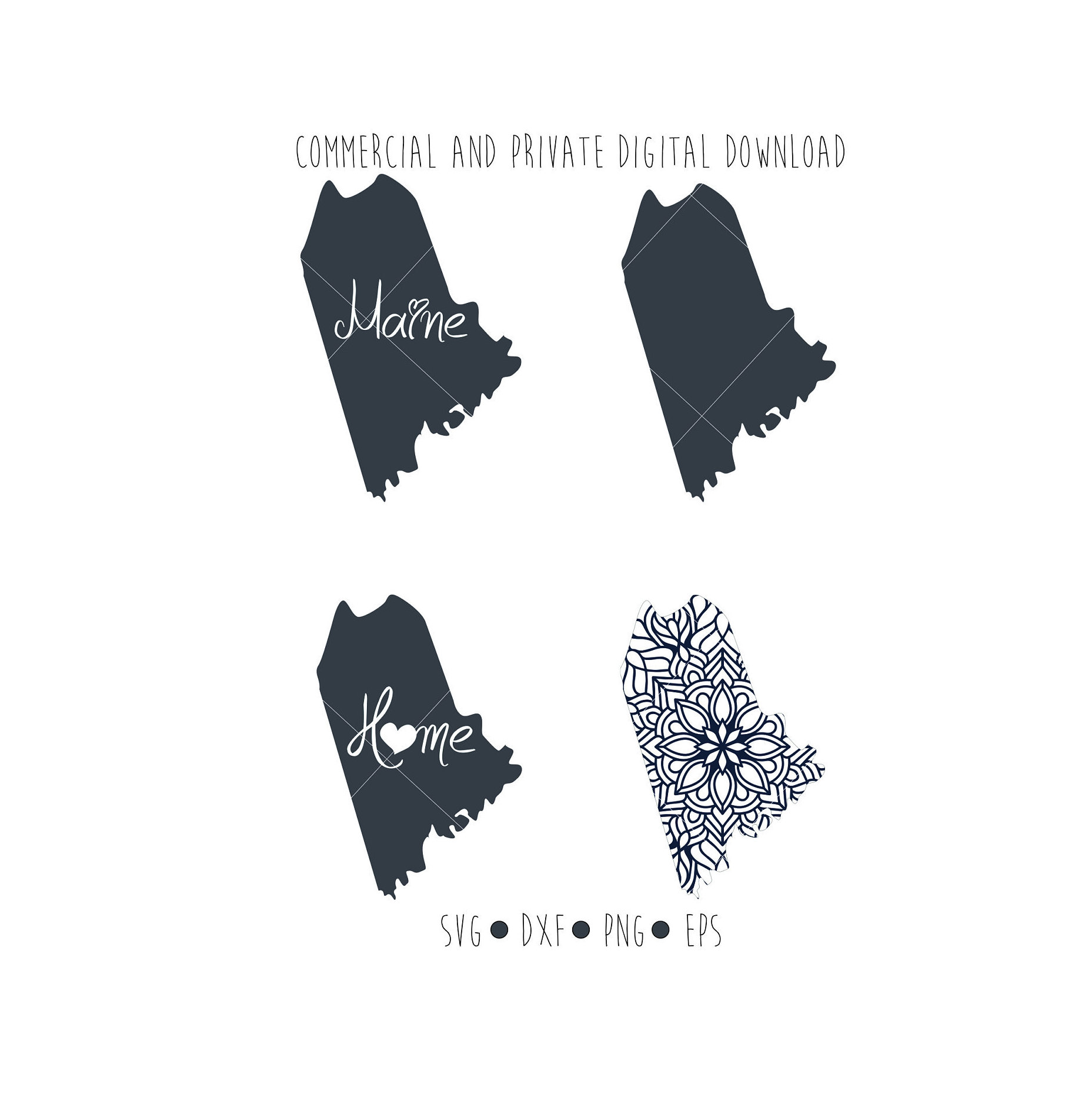 1857x1877 Maine Outline Vector Clipart Maine State Digital Mandala Etsy