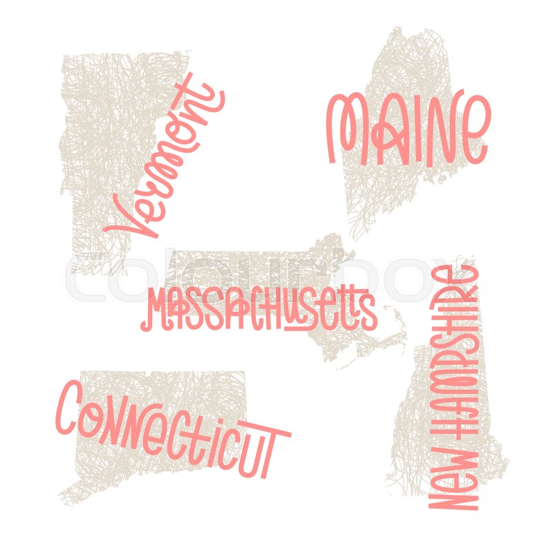 800x800 Vermont, Maine, Massachusetts, Stock Vector Colourbox