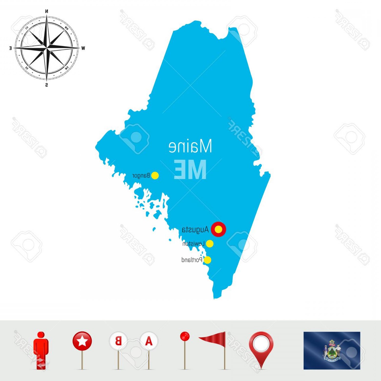 1560x1560 Photostock Vector Maine Vector Map Isolated On White Background