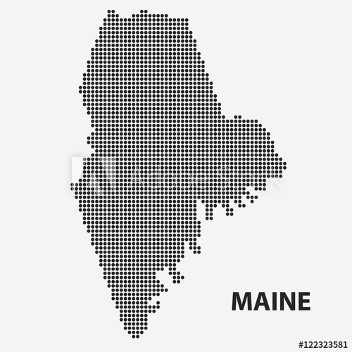 500x500 Dotted Map Of The State Maine Vector Illustration
