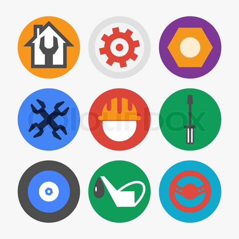 800x800 Car Maintenance And Repair Icon Set Stock Vector Colourbox