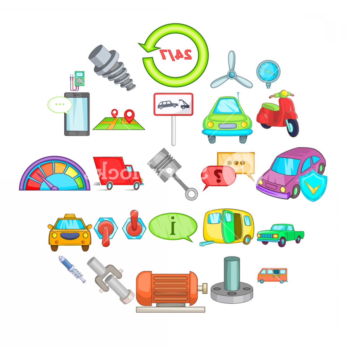 1200x1200 Car Maintenance Icons Set Cartoon Set Of Car Maintenance Vector