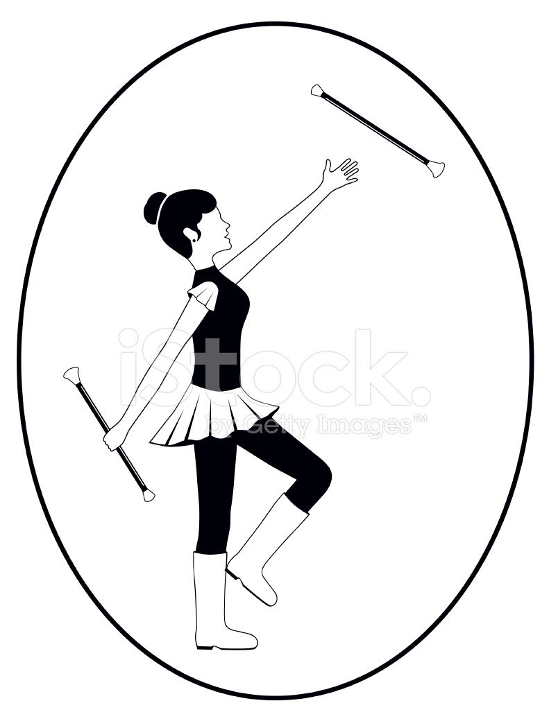 Baton Twirler Silhouette In Black And White Stock Vector 791x1024 Baton Twirler Silhouette In Black And White Stock Vector