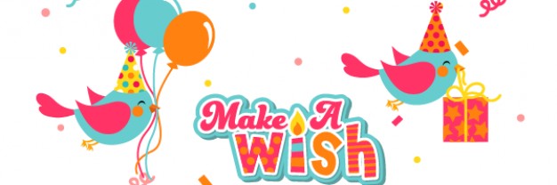 626x208 Birthday Card With Birds And Balloon For Making A Wish Download