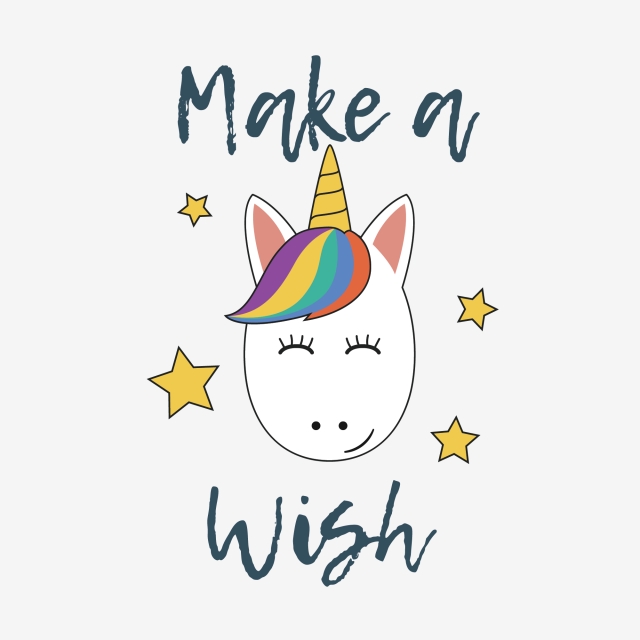 640x640 Unicorn Face With Make A Wish Typography, Unicorn, Face, Head Png