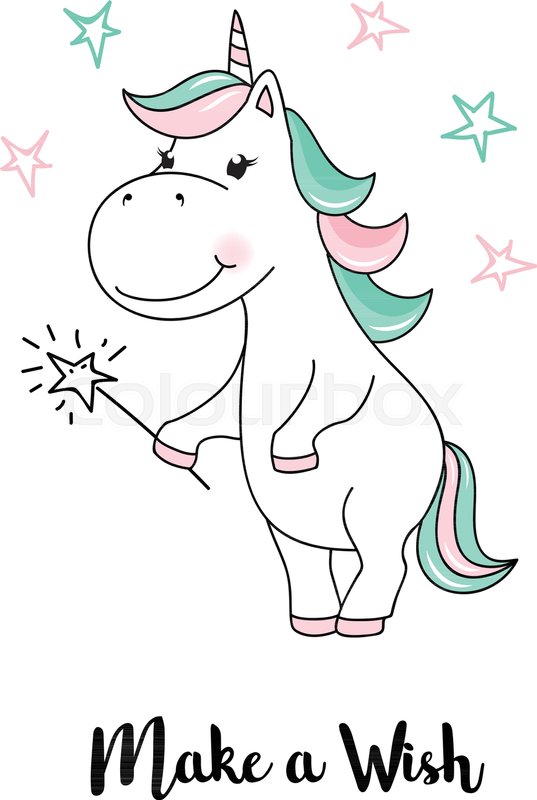 537x800 Unicorn Make A Wish Vector Unicorn Stock Vector Colourbox