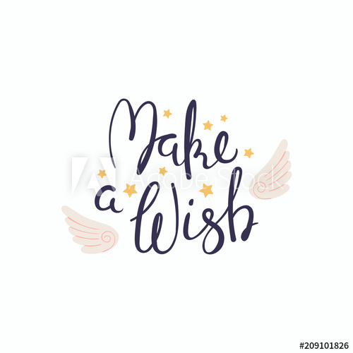 500x500 Hand Written Lettering Quote Make A Wish With Angel Wings