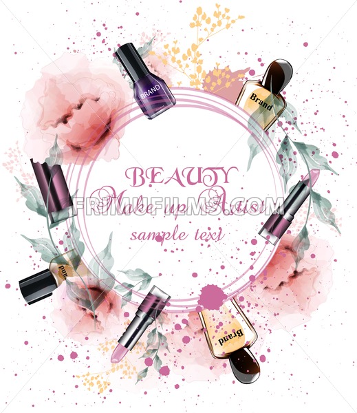 519x600 Vintage Watercolor Round Frame Make Up Professional Background