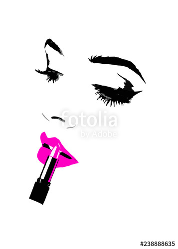 357x500 Putting Make Up On Face Lipstick Girl Vector Illustration
