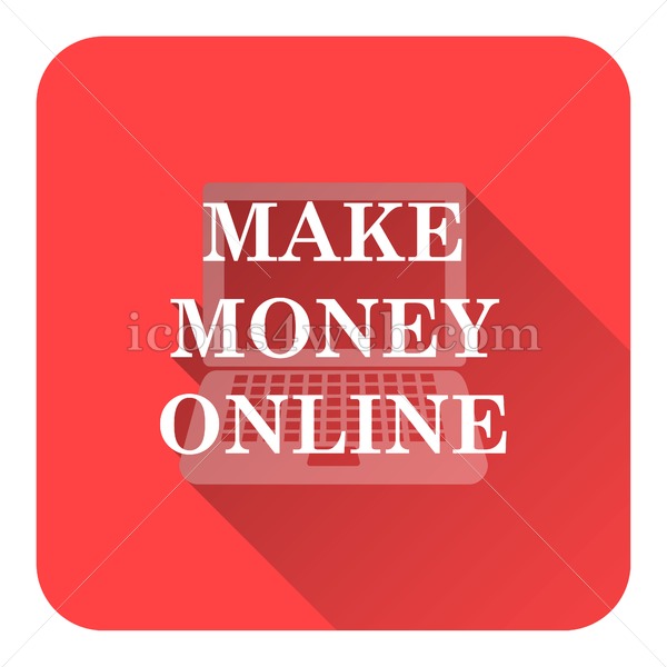 600x600 Make Money Online Flat Icon With Long Shadow Vector