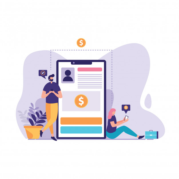 626x626 People Make Online Transfer Illustration Vector Premium Download