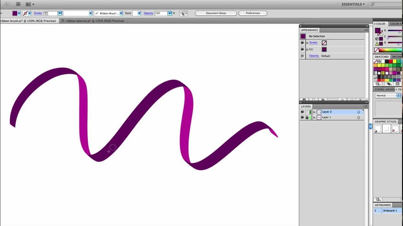 1280x720 Illustrator Tutorial Draw A Free Flowing Vector Ribbon