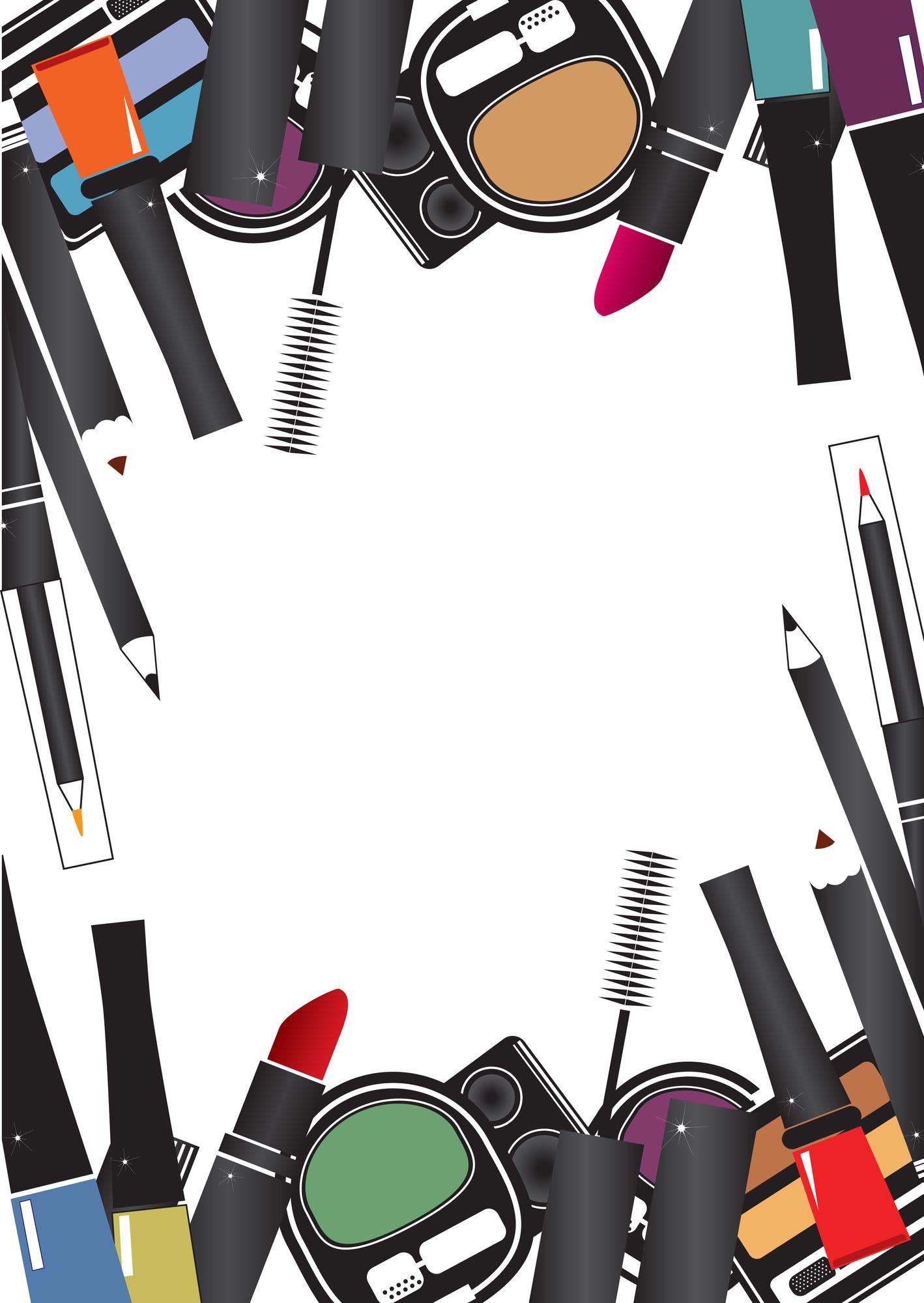 1418x2000 Vector Illustrations Of Cosmetics Isolated Make Up On A White