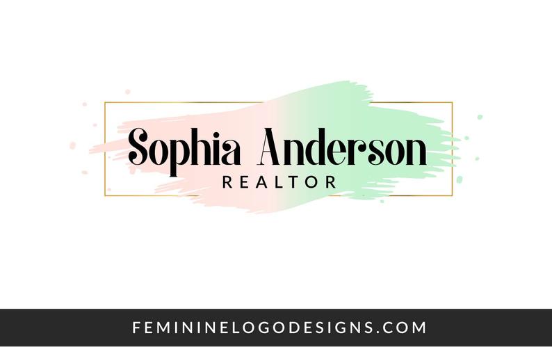 794x499 Pink Green Logo Gold Logo Modern Logo Design Feminine Logo Etsy