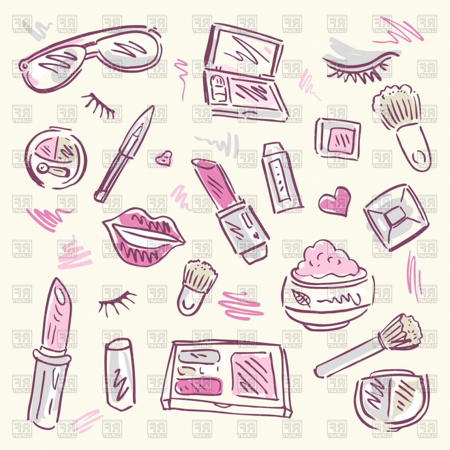 1440x1440 Sketchy Set Of Cosmetic For Makeup Vector Clipart Soidergi